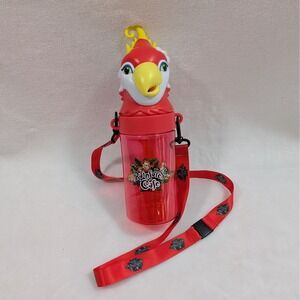 Rainforest Cafe Parrot Water Bottle Red Rio 3D Head Sipper Lanyard Strap Kids